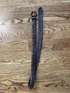 Venezia vintage braided brown leather belt with buckle